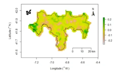 Trend in potential species richness across the Montesinho/Nogueira SAC